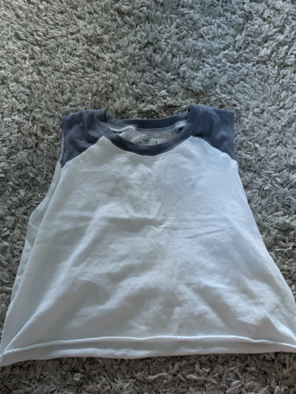 Kids White Tank Top with Navy Shoulders